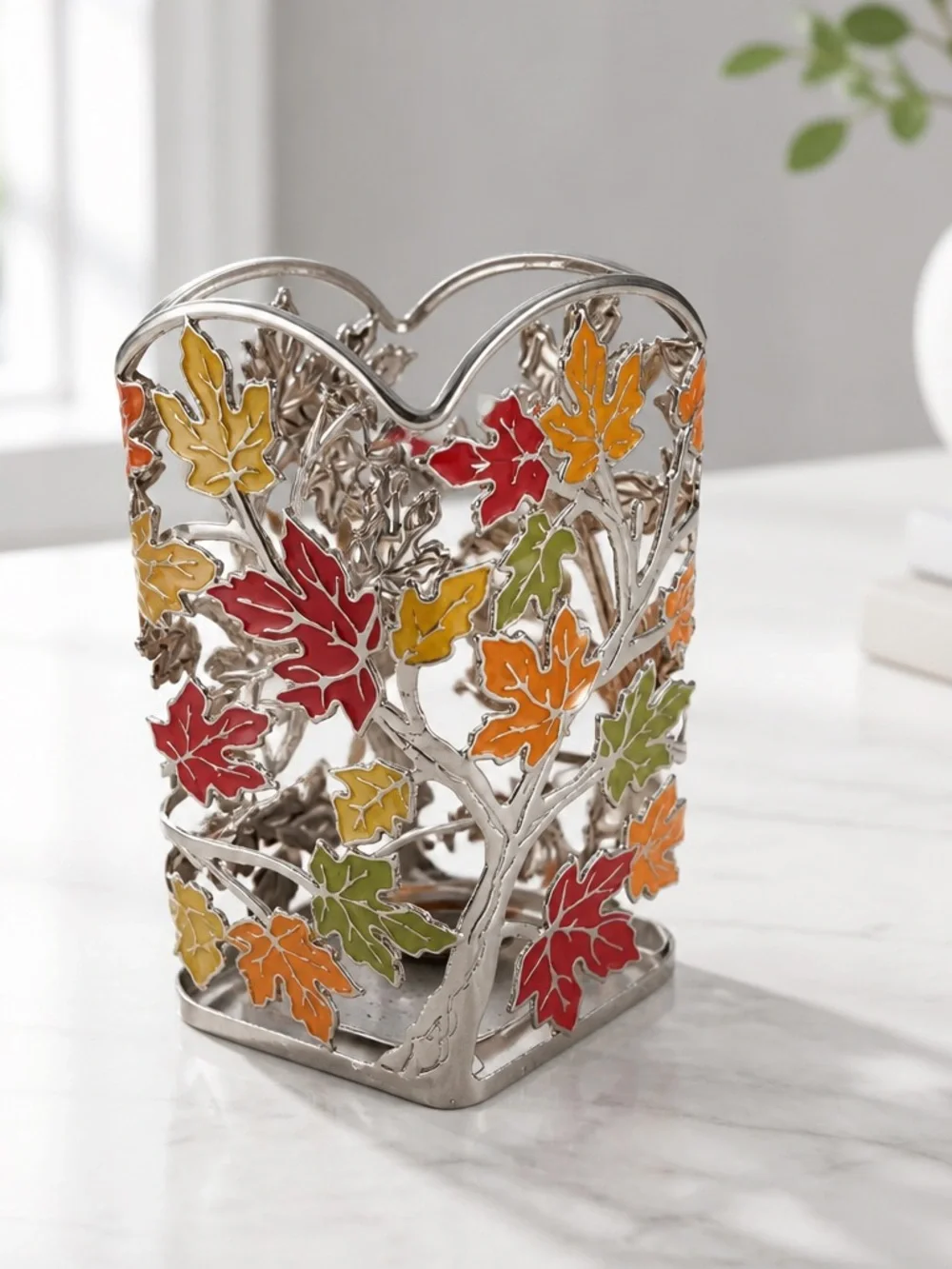 Bath and body works Autumn Leaf Metal Votive Holder - Multicolor